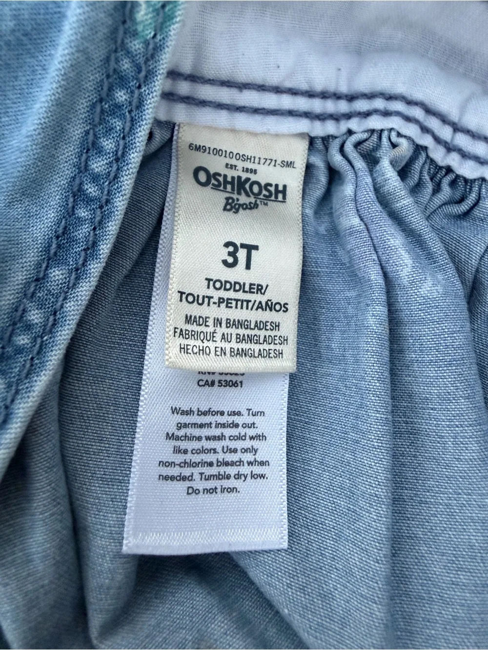 OshKosh B'gosh Blue Denim Floral Overall Dress Size 3T
